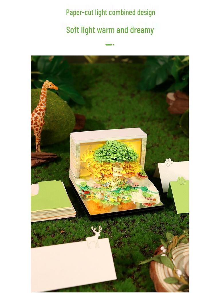 Flower Sea Tree Island Adventure Tree House with Lights: 3D Paper Art Calendar Gift and Romantic Decor Piece