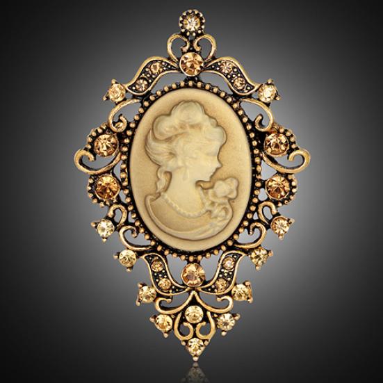 Vintage drahokamu Kytice Ženy Beauty Head Cameo Brož Pins Šperky Dárek