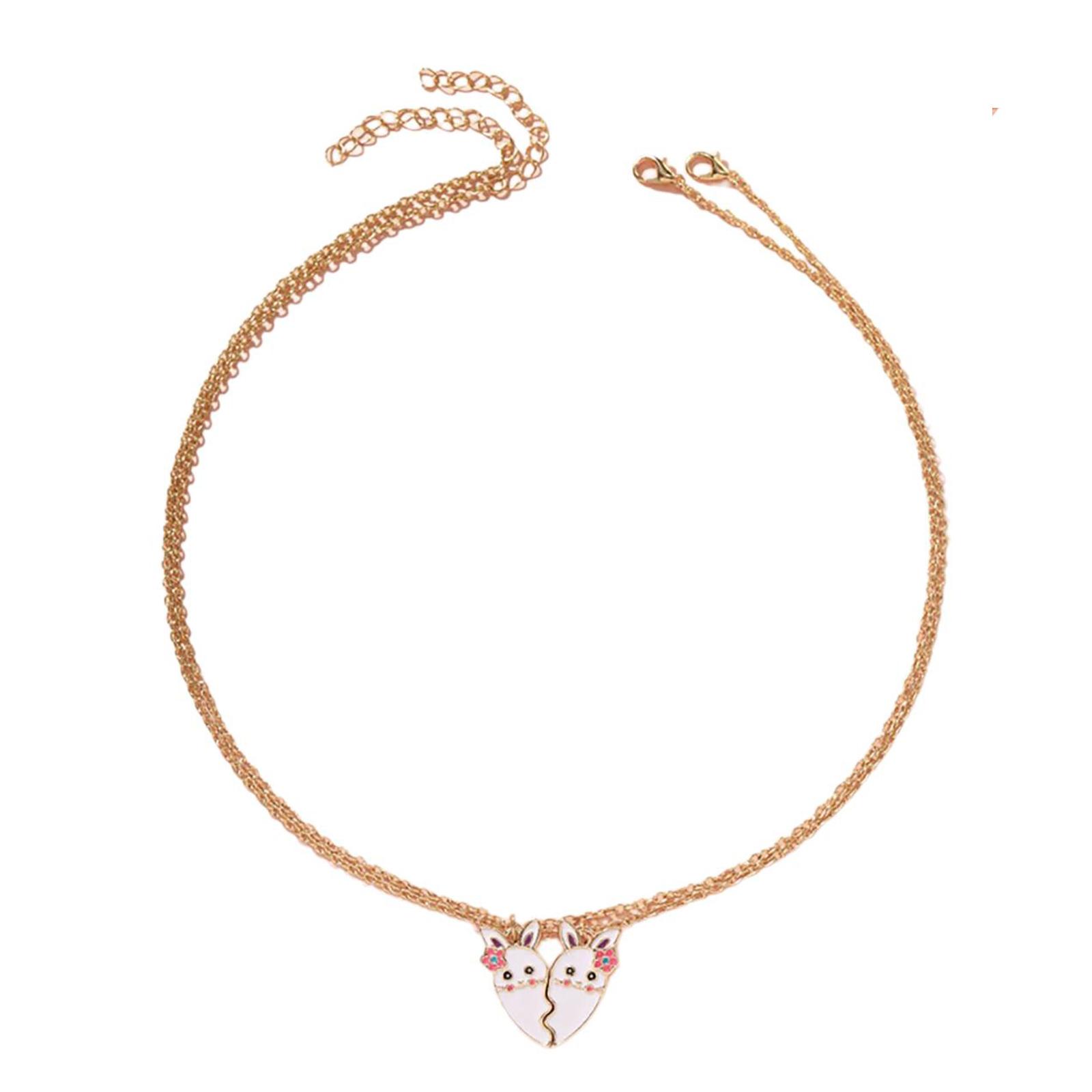 

2 шт. Ожерелье с подвеской в виде сердца для девочек с милыми дизайнами кроликов в ярких цветах, портативные подарки дружбы