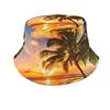 Double Sided Outdoor Coconut tree Sun Hat Hip-hop Cap Fishing Fisherman Graffiti Hat Men Women Lion Printed Panama Bucket Hats