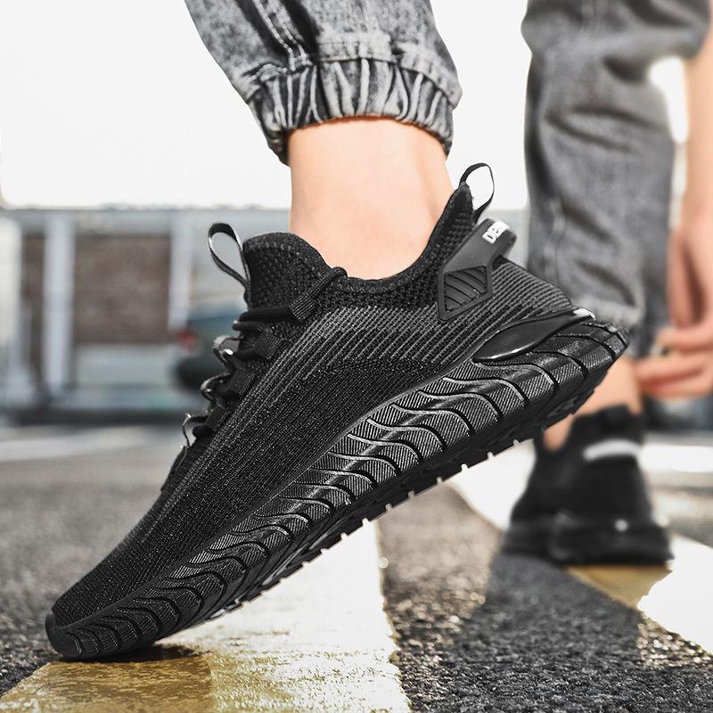 

2025 new breathable flying woven trendy shoes foreign trade wholesale men s shoes lightweight sports running shoes trendy fashion casual shoes 39 чёрный