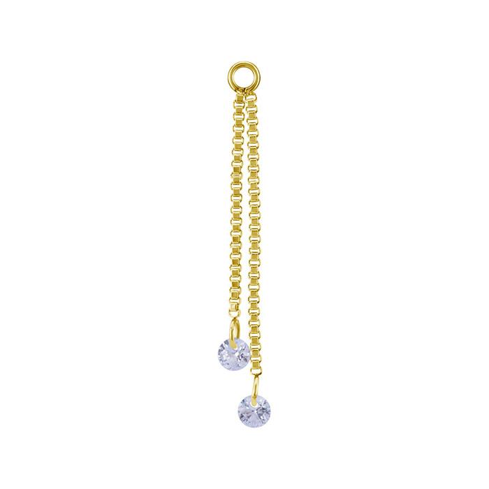 Charm Chain With White Zircons - Gold - D-071 25 Mm