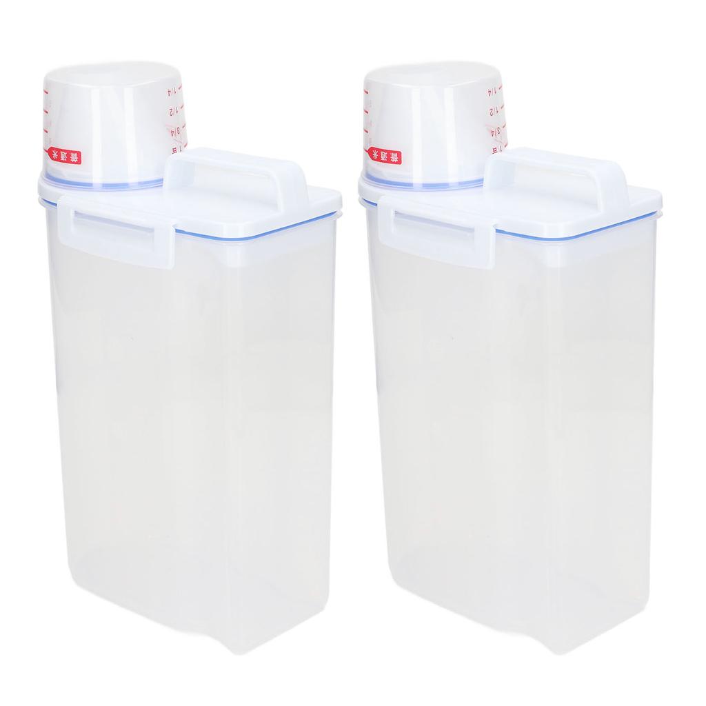 2PCS Rice Storage Container 2.5L Plastic Rice Dispenser Bin with Pour Spout for Rice Beans Grains Small Dry Food