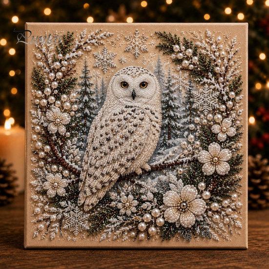 Seasonal DIY Art Supplies Xmas Faux Pearl Kit, Santa Claus Reindeer Painting Calming Hands On Hobbies Sparkling 3D Festive Wall Craft Kit for Adults,