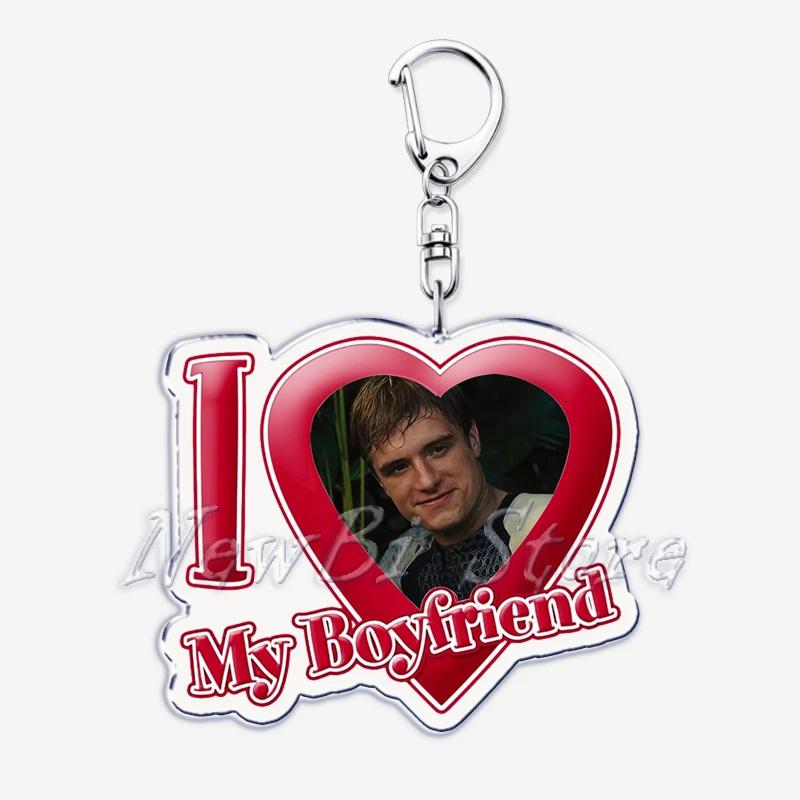 Hunger Games Popular I Love My Boyfriend Josh Hutcherson Key Chain Keychains Movie Ring for Bag Pendant Keyring Jewelry Gifts