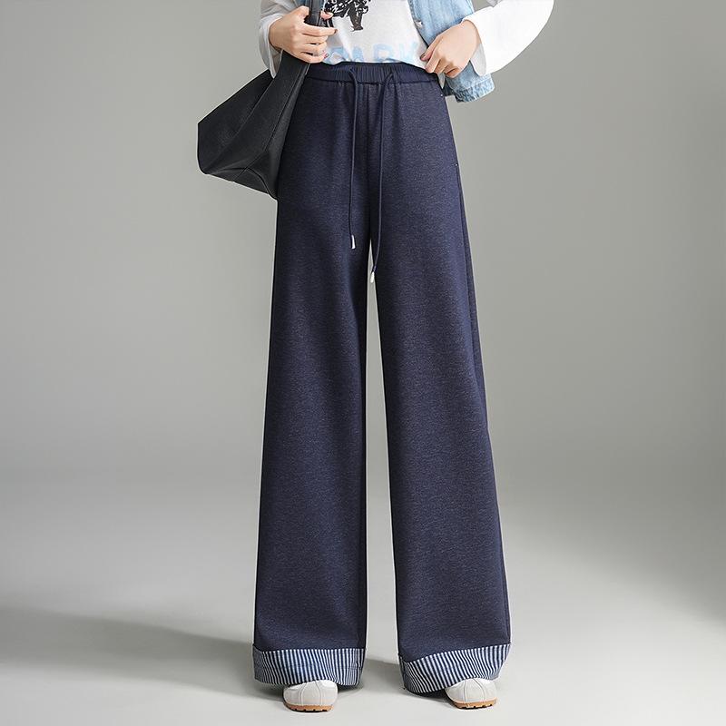 

Drapey High-Waist Wide Leg Denim Jeans for Women - Versatile Slimming Style, Autumn/Winter 2025 4XL джинсовый синий