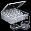 Stylish 30 Compartment Clear Organizers Box Sturdy Plastic Storage Case Portable for Jewelry Beads Desk Accessories