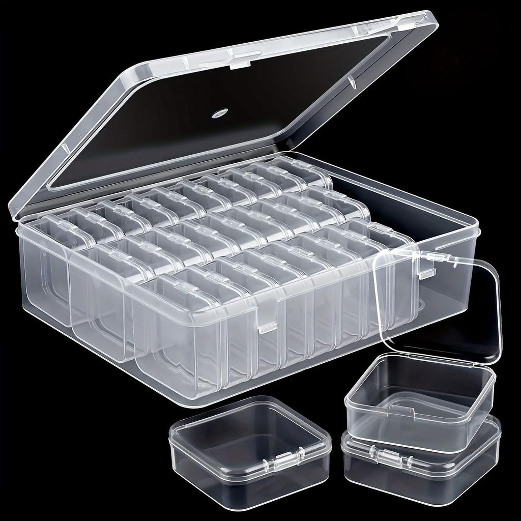 Stylish 30 Compartment Clear Organizers Box Sturdy Plastic Storage Case Portable for Jewelry Beads Desk Accessories