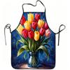 1pc Colorful Tulip Bouquet Printed Apron, Durable and Easy To Clean, Adjustable Waistband, Polyester Material, Suitable for Kitchen Cooking, Gardening