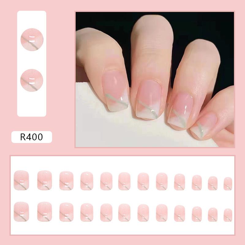 Wearable nail sticker square nail short simple and fresh removable nail sticker nail girl white