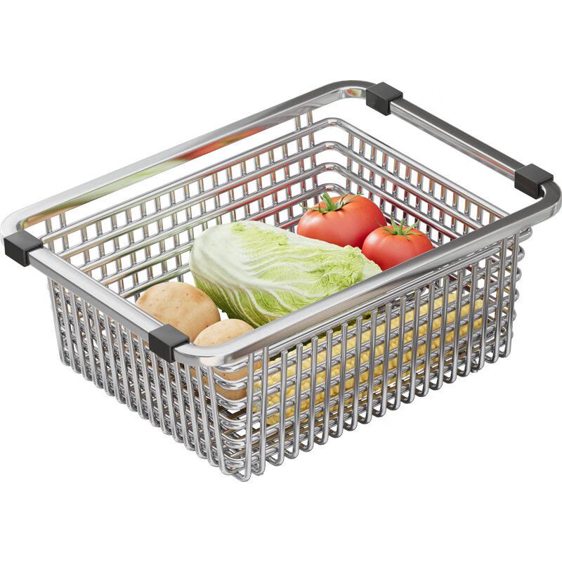 TLXT Stainless Steel Extendable Over-Sink Drainer Basket