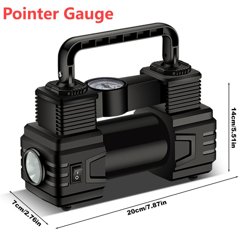 Auto Inflatable Pump 12V 150PSI Dual Cylinder Heavy Duty Air Compressor with Pressure Gauge LED Light for Car Moto Bicycle Balls