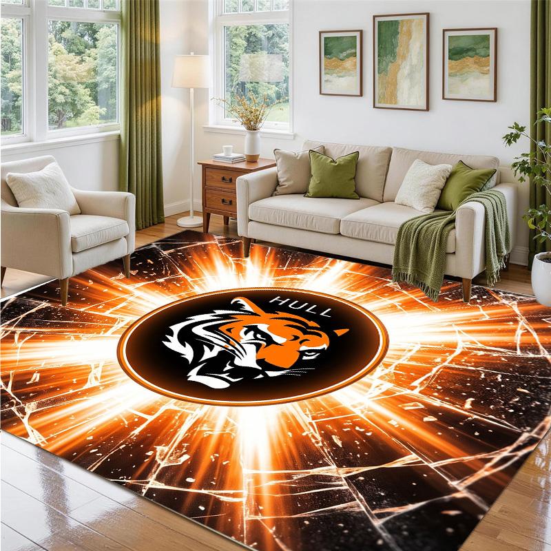 Hull City Football Design Crystal Velvet Rug Soft Decorative Mat for Bedroom Entrance