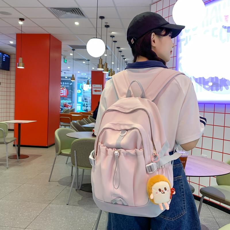 Студенческий рюкзак большой емкости женский рюкзак цветной блок школьный портфель — фото 17