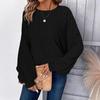 Maglione Casual Comodo a Girocollo a Manica Lunga Autunno Inverno Lavorato a Maglia per Donna Top