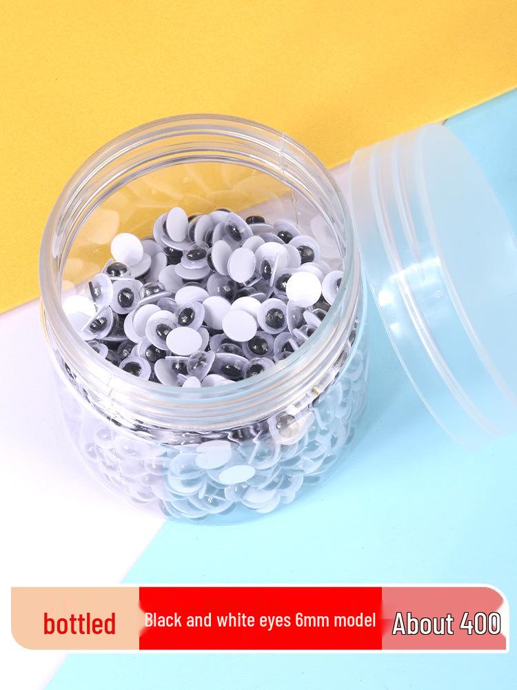 Kids' DIY Colored Eye Stickers for Crafting: Animal-Themed Black and White Eyeballs