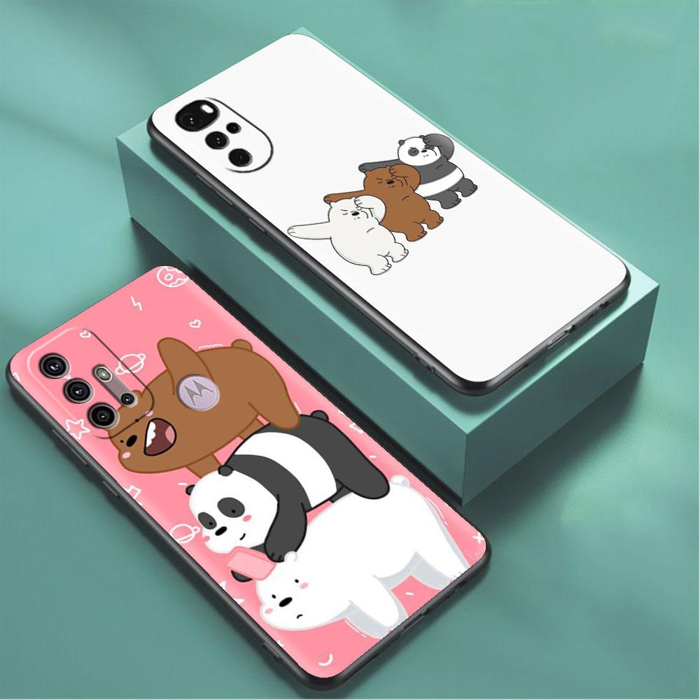 Roztomilé pouzdro We Bare Bears pro Motorola G30 G60 Edge 20 G9 G22 G8 Power G31 G500 G50 30 Pro Black Capas pro měkký telefon