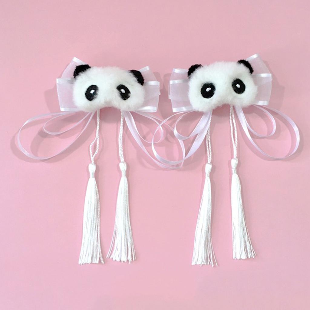 Y2K Panda Hair Clip for Girl LolitaStyle Bowknot Tassels Hairpin Hanfu Costume Barrettes Anime Subculture Hair Accessory