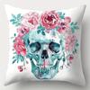 Watercolor Skulls With Floral Patterns Pillow Covers Pattern Cushion Cover Suitable For Sofa Bedroom Car Pillow Cover