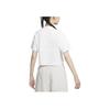 Nike Sportswear Logo Embroidered Striped Pattern Polo Neck Short Sleeve Drop Shoulder T-Shirt Women T-Shirts White HM4649-100