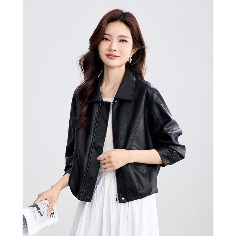 TERRE BLEUE Women's Retro Biker Style PU Leather Jacket