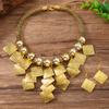 2 PCS European American Fashion Geometric Square Metal Necklace Earring Set Vintage Statement Choker Accessories