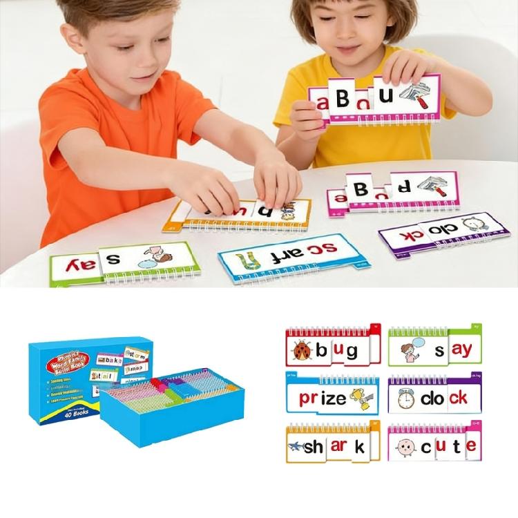 Interactive Phonics Flip Cards Flip Book Set For Kids Featuring Word Families And Colorful Color To Stimulate Learning