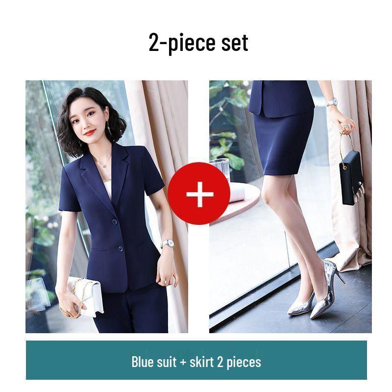 Elegant Women's Summer Suit Set - Professional, Short-Sleeved Front Desk Uniform, Thin Style