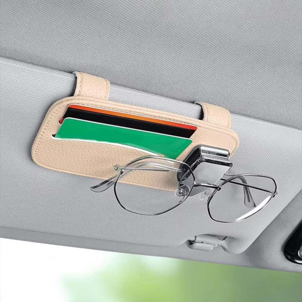 Leather Car Sunglasses Holder Expansion Space Sun Visor Storage Box Creativity Car Glasses Clip