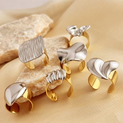 Trendy New Color Blocking Ring Splicing Ring Couple Jewelry