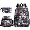 Large Capacity Schoolbag with Shoulder Strap; Student Three-piece Pencil Case Set