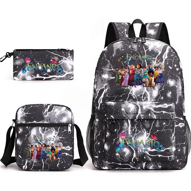Large Capacity Schoolbag with Shoulder Strap; Student Three-piece Pencil Case Set