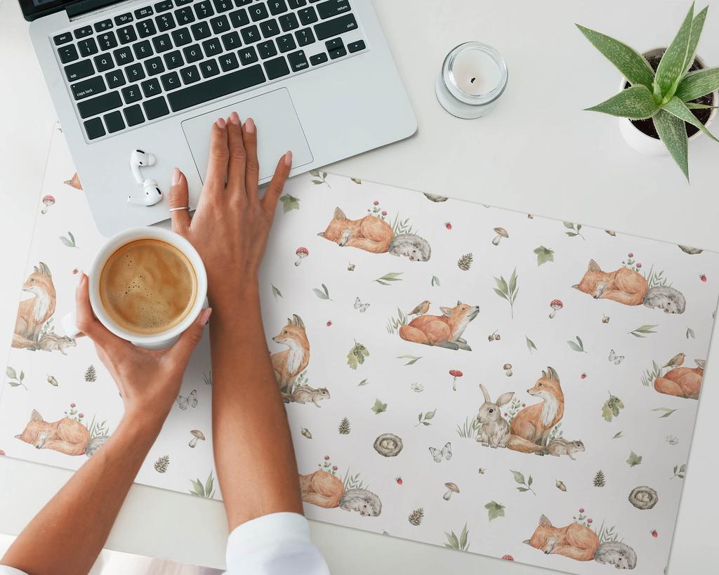 Gaming Mouse and Keyboard Pad Forest Animals Pattern 90x45 cm