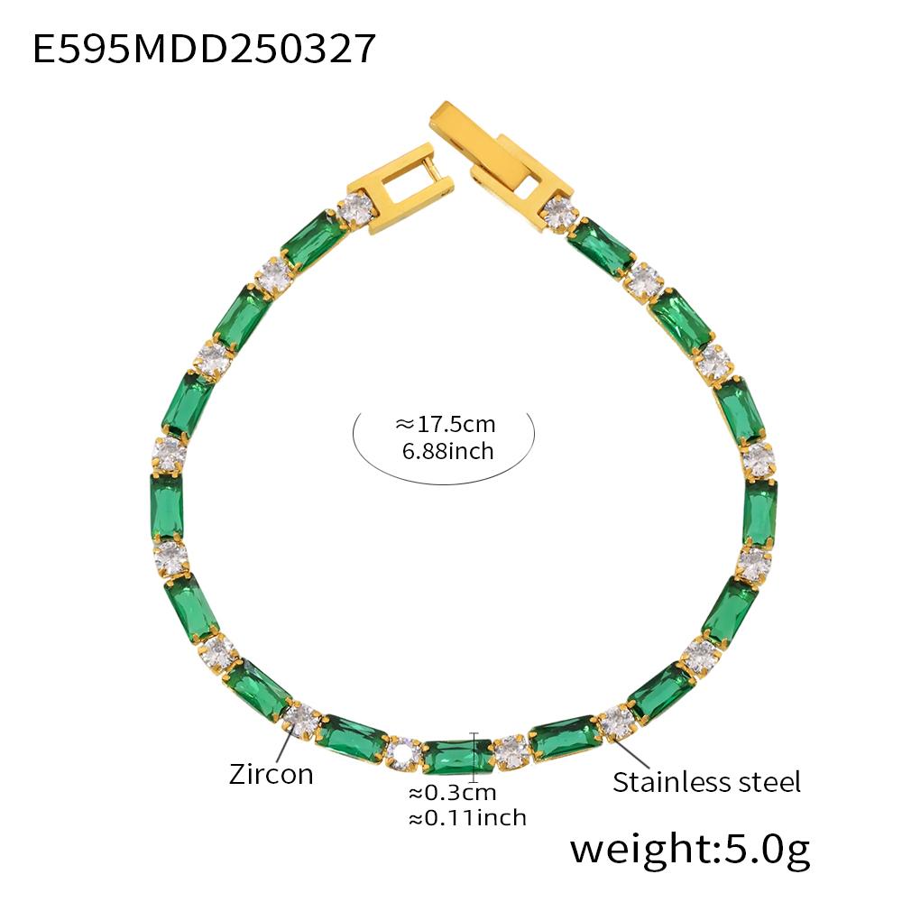 316 Stainless Steel Gold-Plated Luxury Bangle for Women Fashion Square Round Colorful Zirconia Bracelet Female Charms Zircon