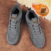 Khaki Gray Leather Men'S Snow Boots 2025 Winter Platform Warm Fur Ankle Short Lace Up Fashion Novelty Concise Casual Work Shoes