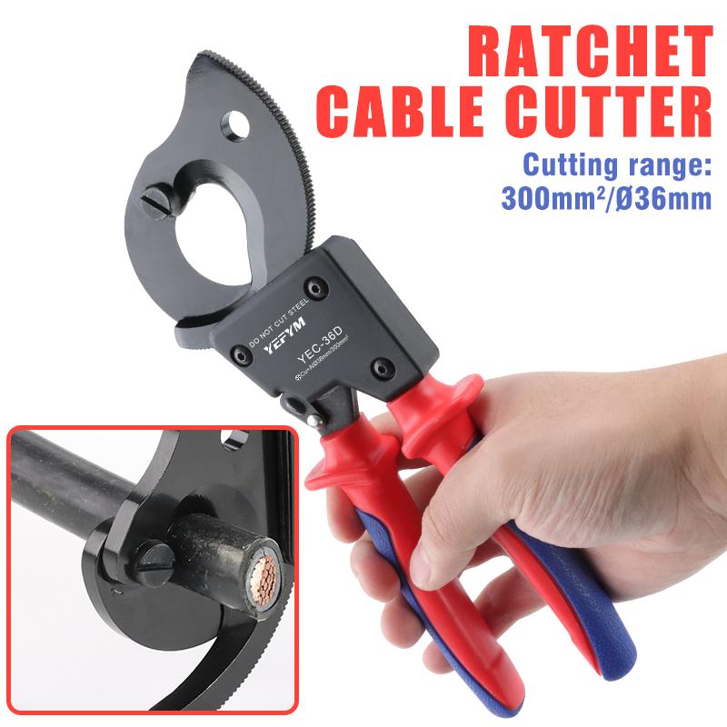 Insulated Ratcheting Cable Cutters Wire Pliers Heavy Duty Wire Cutters for Multi-Strand Aluminum & Copper Cables Up To 240mm²