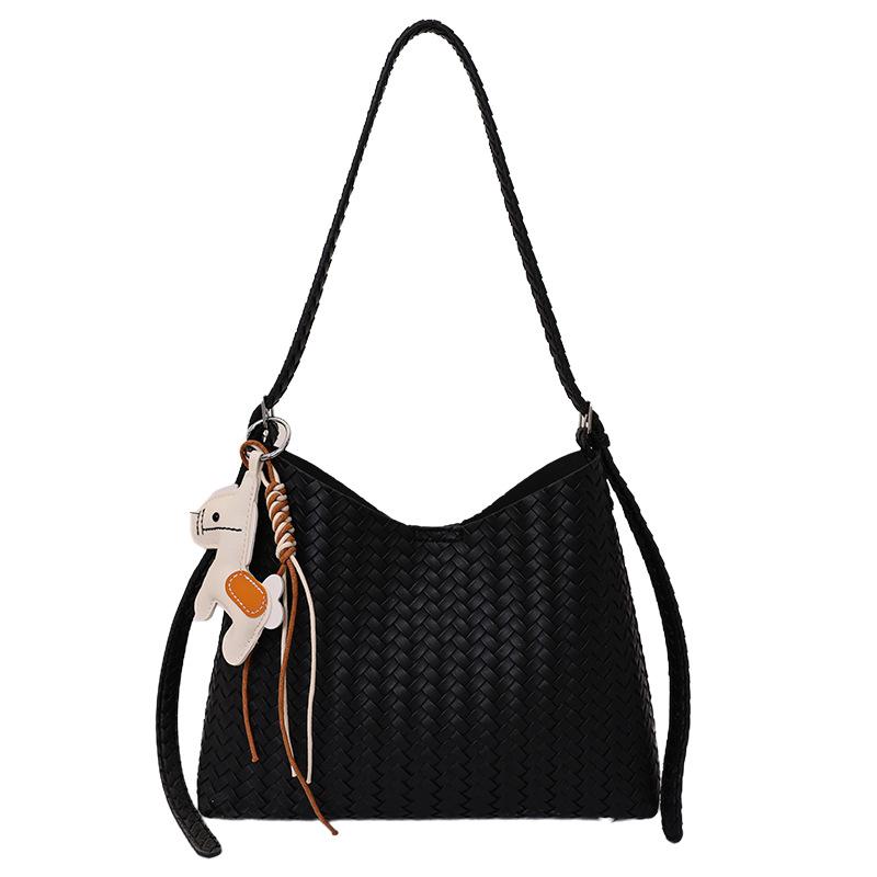 

2026 Popular French Niche Temperament Korean Version High-end Handbag Fashion Woven Bag, Single Shoulder Armpit Baguette Bag Add accessories чёрный