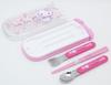 OSK Cutlery Hello Kitty Sakura with and Made in Sliding Dishwasher Easy to for Girls and Children Set, Design, Pull-Lid Trio, Chopsticks, Spoon, Fork,
