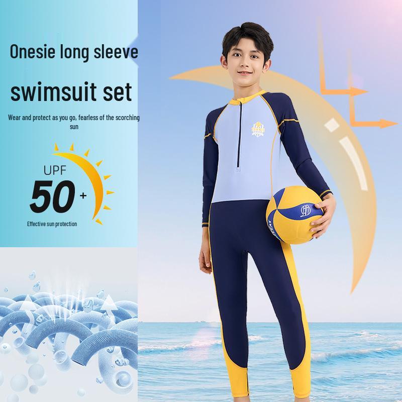 

Boys Long Sleeve One-Piece Summer Sunscreen Swimsuit 14# (Recommended 50-60 jin)