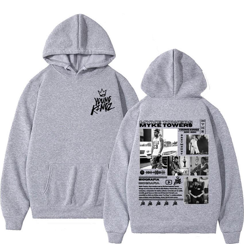 Rapper Myke Towers Men Oversize Hoodie Hip-hop Rock Pop Classic Sports Street Long-sleeve Autumn Winter Sweatshirt Clothing Top