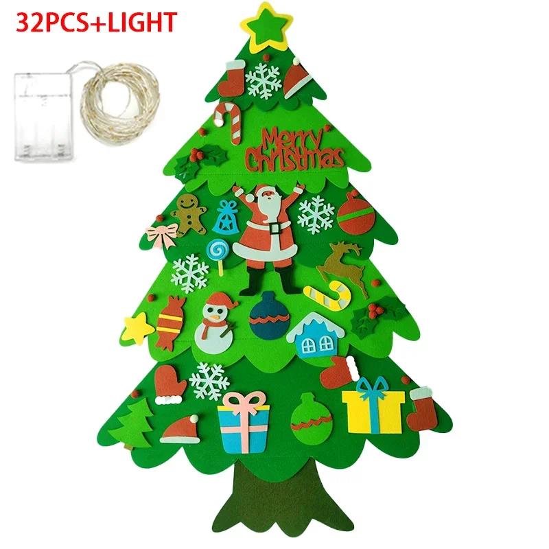 DIY Felt Christmas Tree Child Educational Toy Wall Hanging Artificial Xmas Tree with Santa Claus Snowflakes Kid New Year Gift