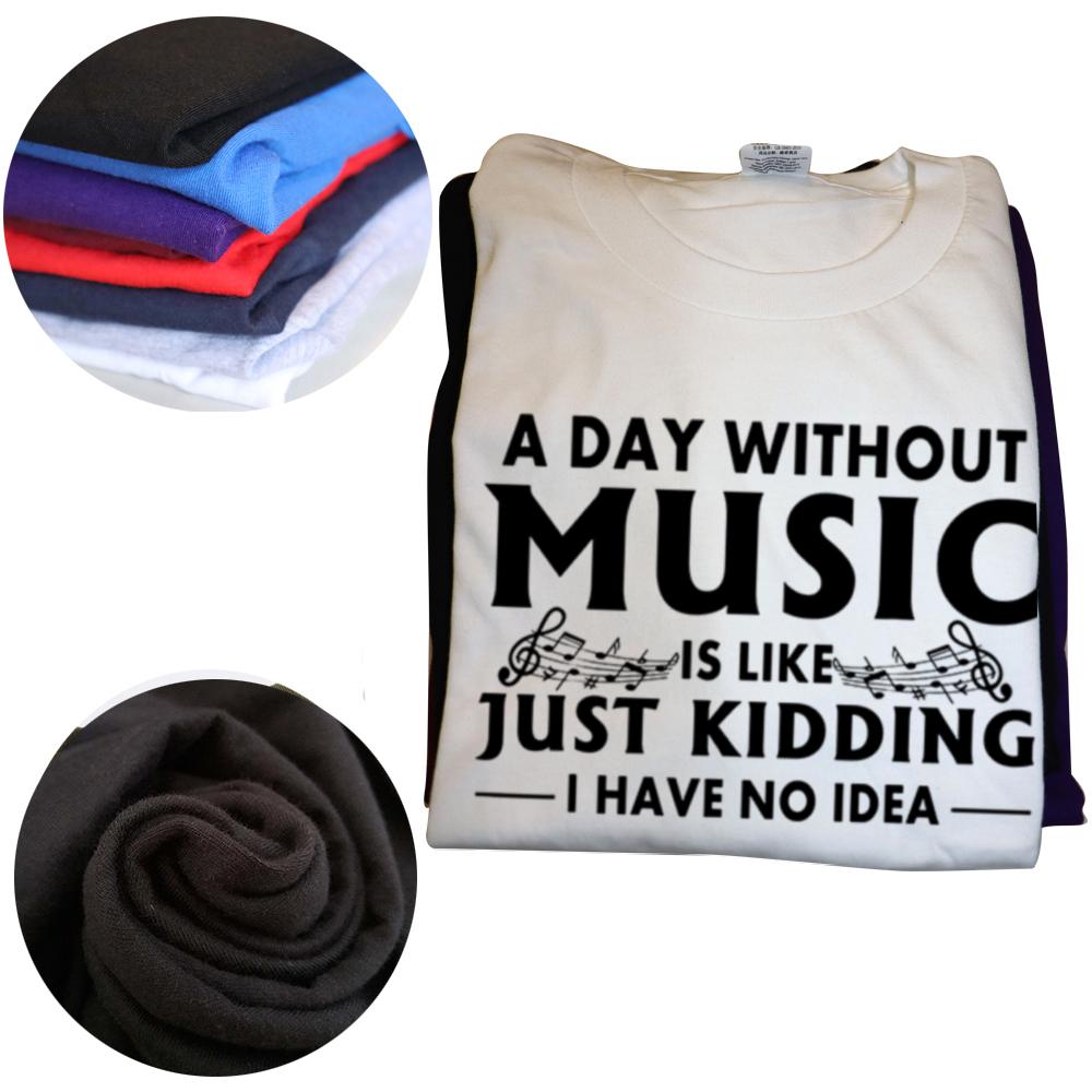 En dag utan musik är som bara skojar jag har ingen aning T-shirts Grafisk Streetwear Kortärmad Födelsedagspresenter Sommar T-shirt