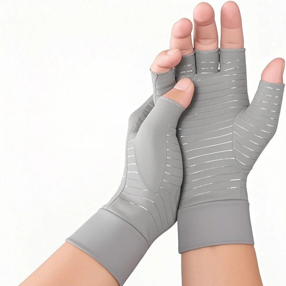 Half Finger Copper Compression Gloves Arthritis Pain Relief Anti-Slip Breathable Sport Gym Wrist Support Gloves