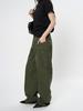 Louvre Spring Retro Low-Waist Loose-Fit Slim Green Women's Overalls