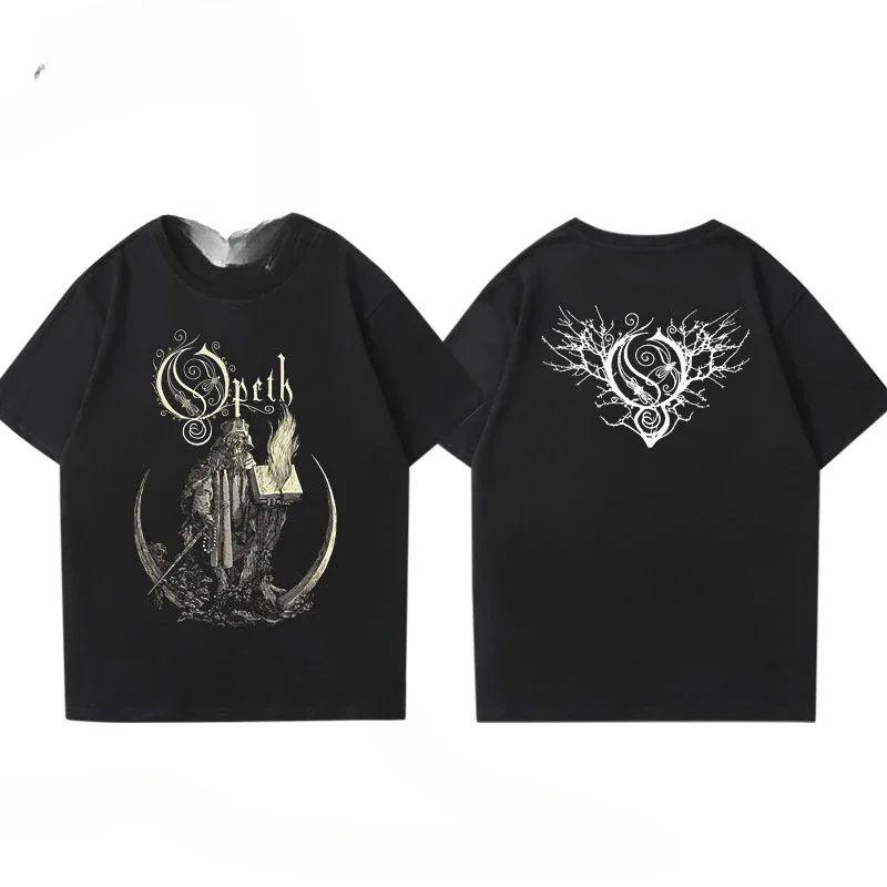 Rock Gothic Oberteile Vintage Progressive Death Metal Band Aufdruck T-Shirt Mode Opeth Band Kurzarm Baumwolle Streetwear Unisex