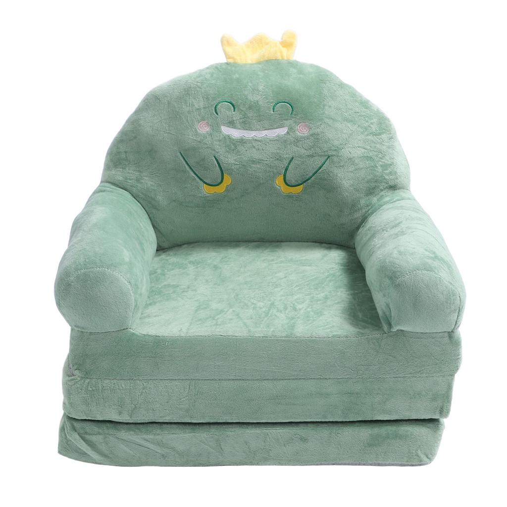 Kids Sofa Cartoon Green Dinosaur Foldable Wide Handle Soft Breathable Toddler Chair for Reading