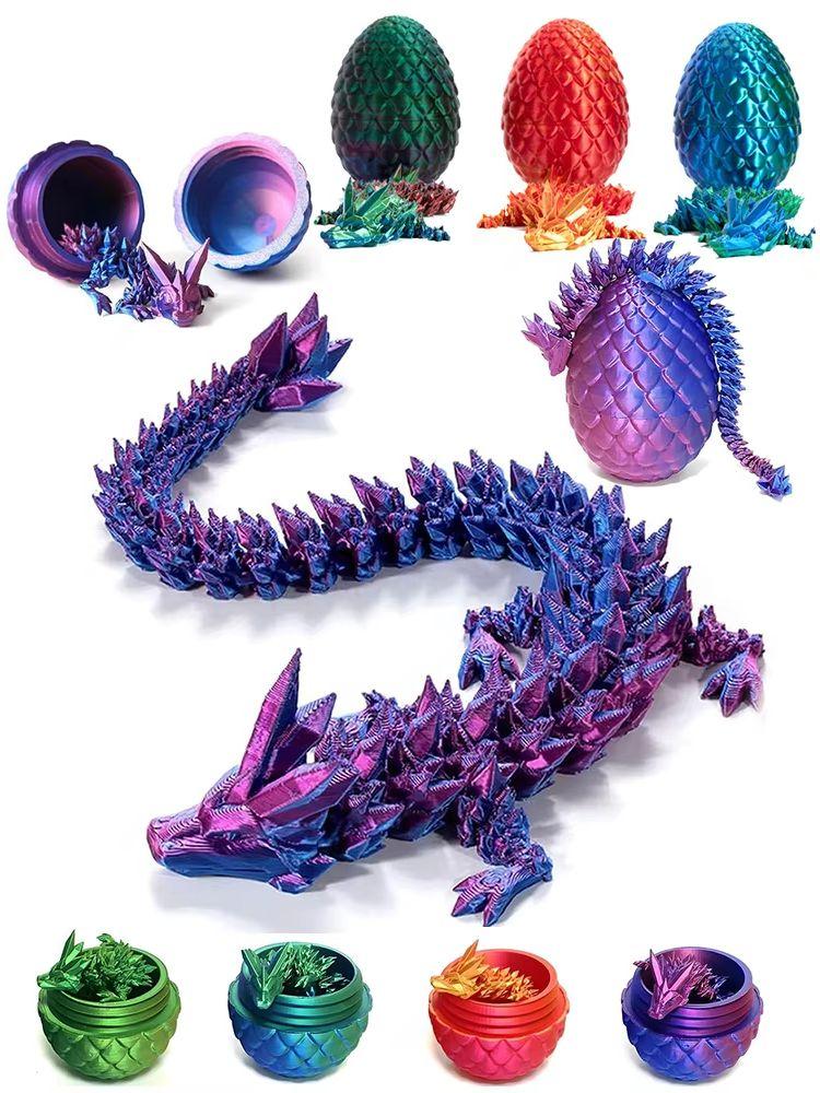 Smocze Jajko Drukowane 3D Z Smokiem Pełna Artikulowana Model Smoka Ruchomy Obrotowy Artikulowany Ozdoba na Biurko Zabawka dla Dzieci