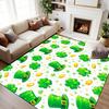 St Patricks Day Rug Green Clover Hat Decor Gold Coins Shamrock Carpet Holiday Floor Mat Soft Non-Slip Home Decor for Living Room