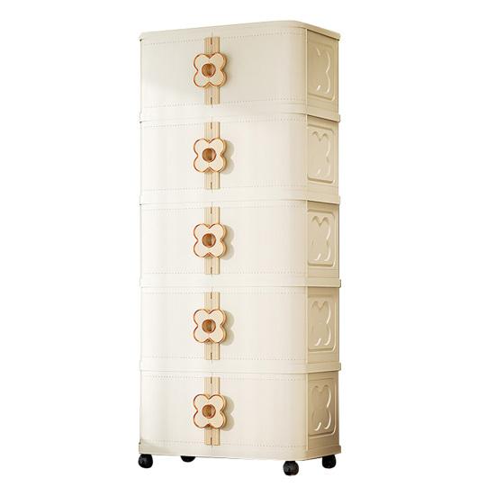 Yousheng Stackable Storage Bins Foldable Storage Boxes Collapsible Storage Bins with Doors And Wheels Rolling Multi-tier Folding Cabinet for Home