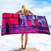 Cyber Style City Night Scene Sand Towel Beach Blanket Sand Free Microfiber Quick Drying Swimming Pool Towels Camping Towels